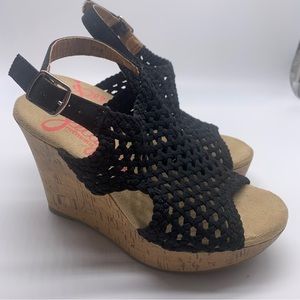 Jelly pop Comfort Fit black canvas wedge 5.5